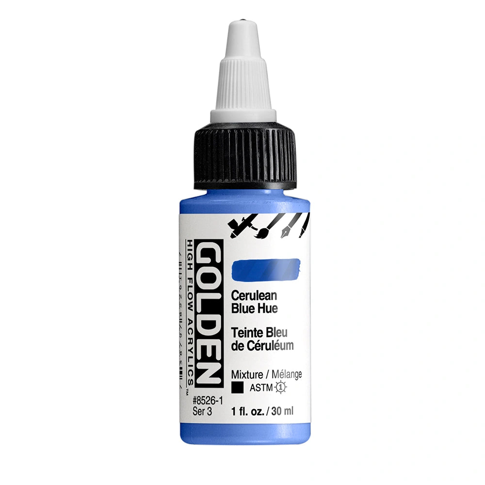 Golden High Flow Acrylic Cerulean Blue Hue, 1 oz (30 ml) bottle