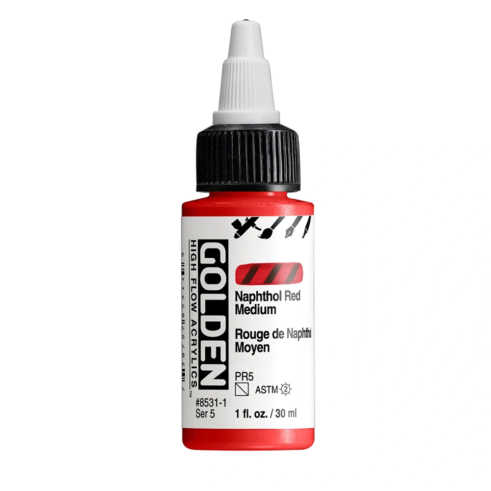 Golden High Flow Acrylic Naphthol Red Medium, 1 oz (30 ml) bottle