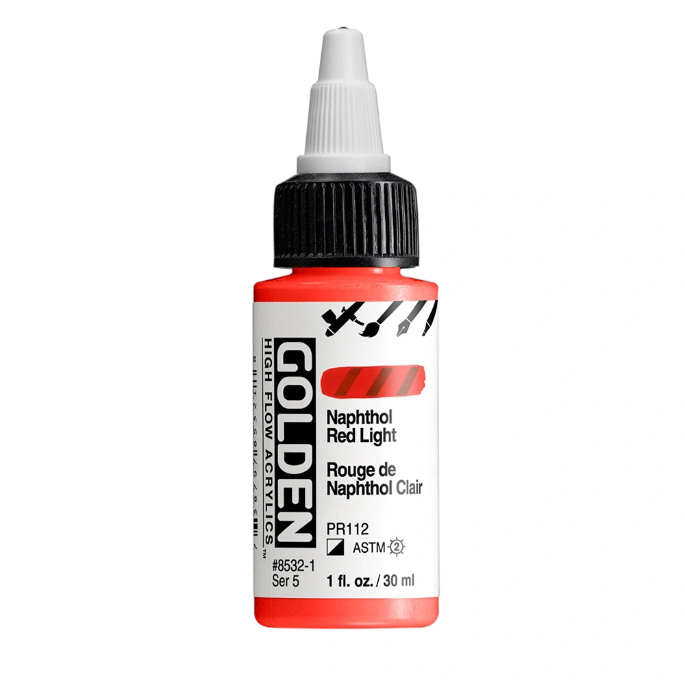 Golden High Flow Acrylic Naphthol Red Light, 1 oz (30 ml) bottle