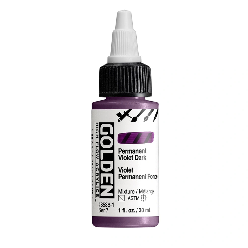 Golden High Flow Acrylic Permanent Violet Dark, 1 oz (30 ml) bottle