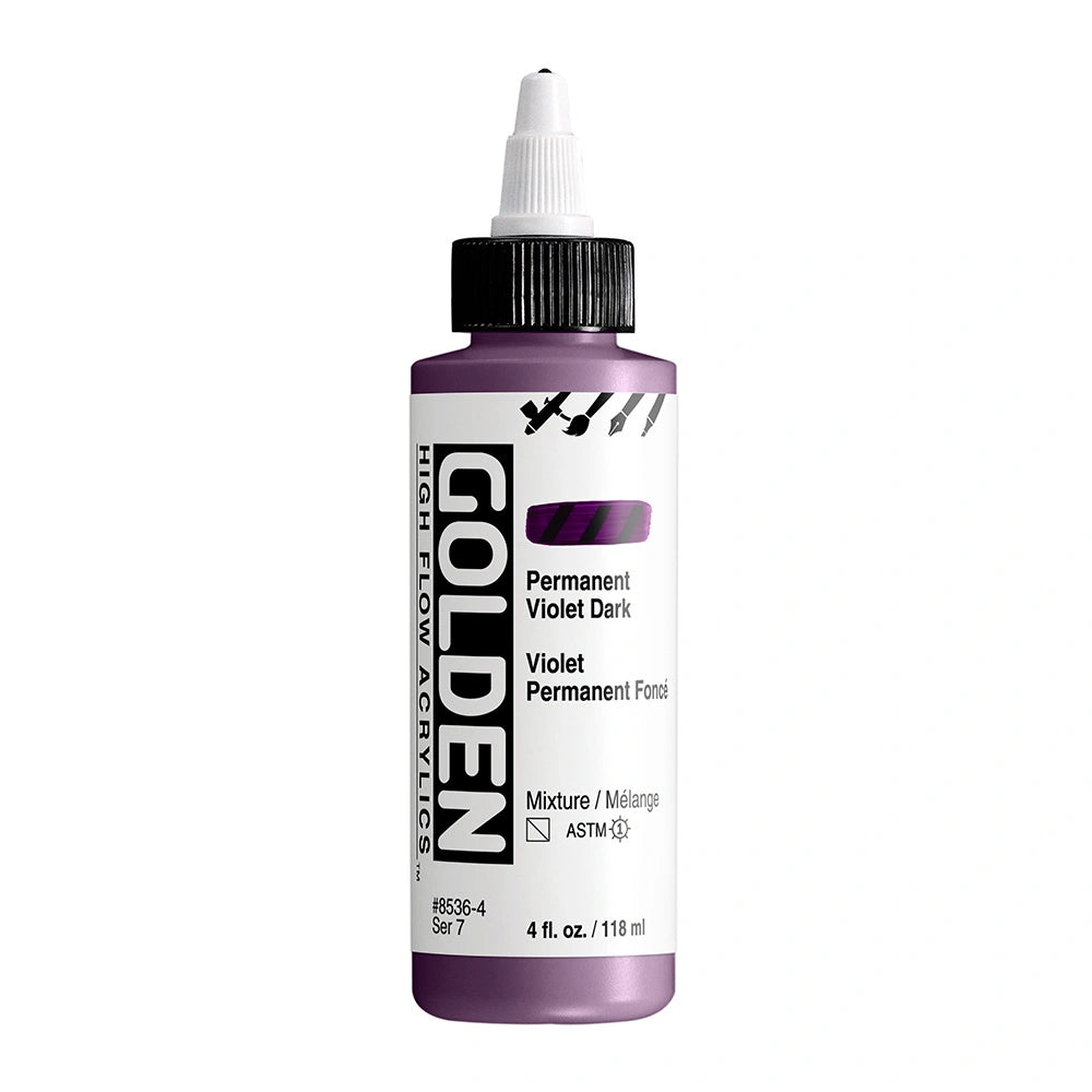 Golden High Flow Acrylic Permanent Violet Dark, 4 oz (118 ml) bottle