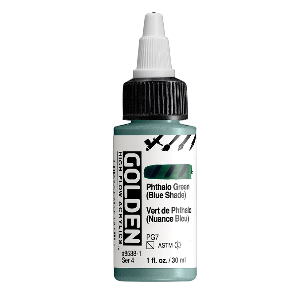 Golden High Flow Acrylic Phthalo Green (Blue Shade), 1 oz (30 ml) bottle