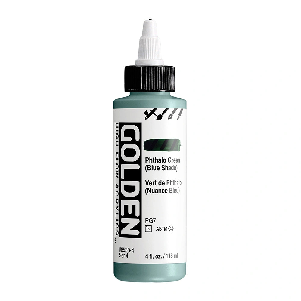 Golden High Flow Acrylic Phthalo Green (Blue Shade), 4 oz (118 ml) bottle