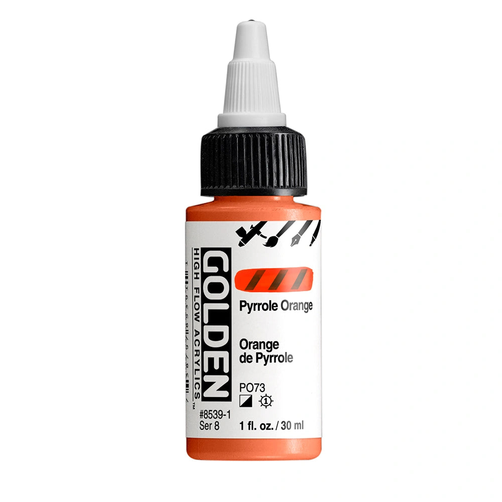 Golden High Flow Acrylic Pyrrole Orange, 1 oz (30 ml) bottle