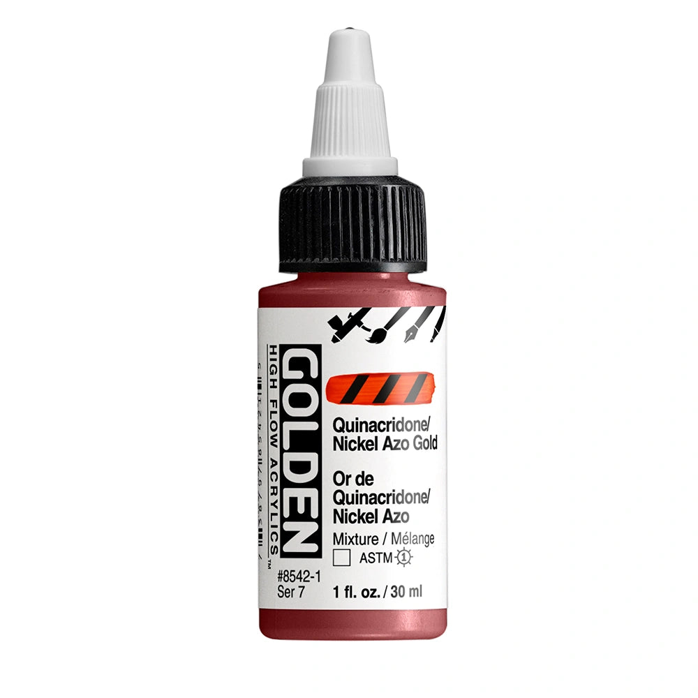 Golden High Flow Acrylic Quinacridone/Nickel Azo Gold, 1 oz (30 ml) bottle