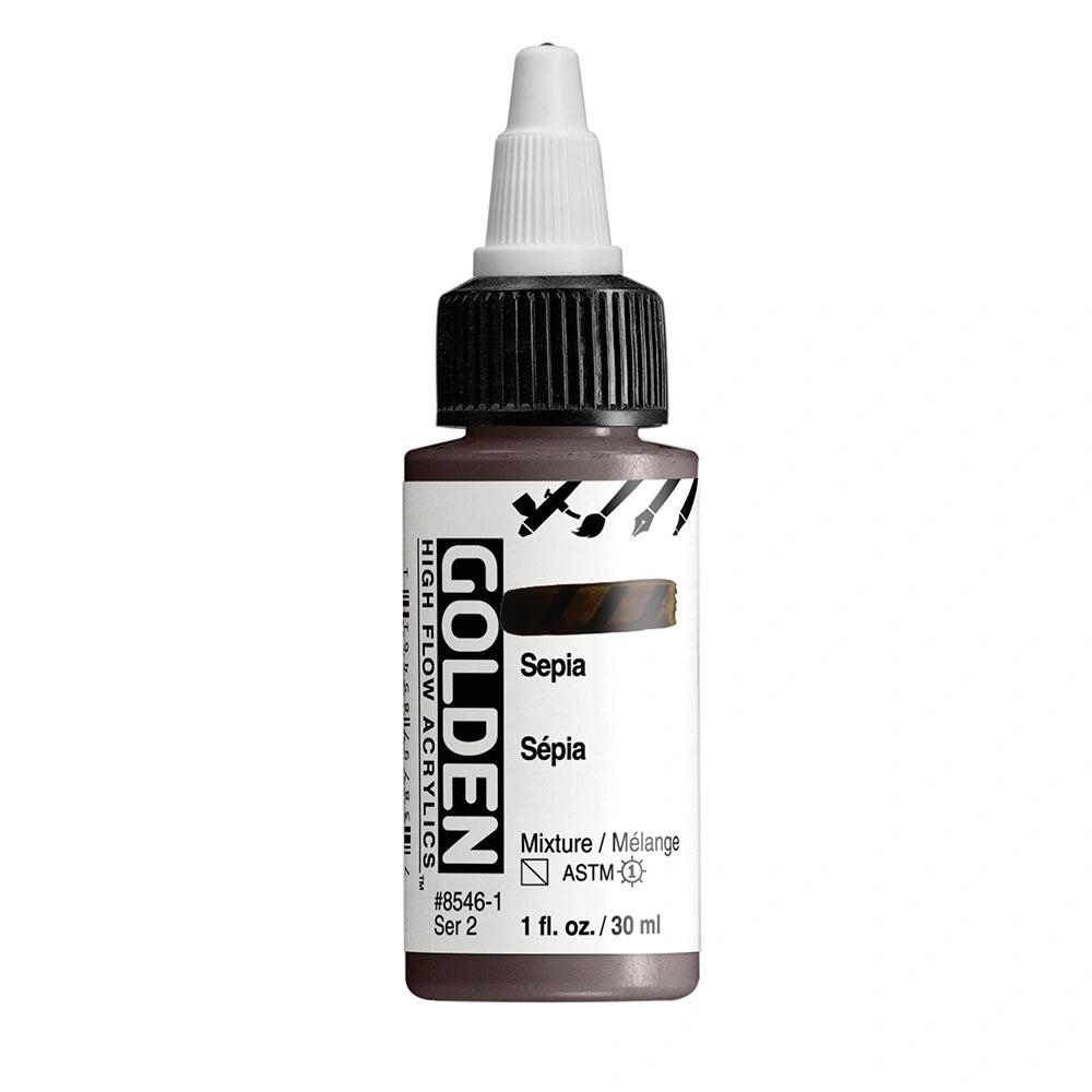 Golden High Flow Acrylic Sepia, 1 oz (30 ml) bottle