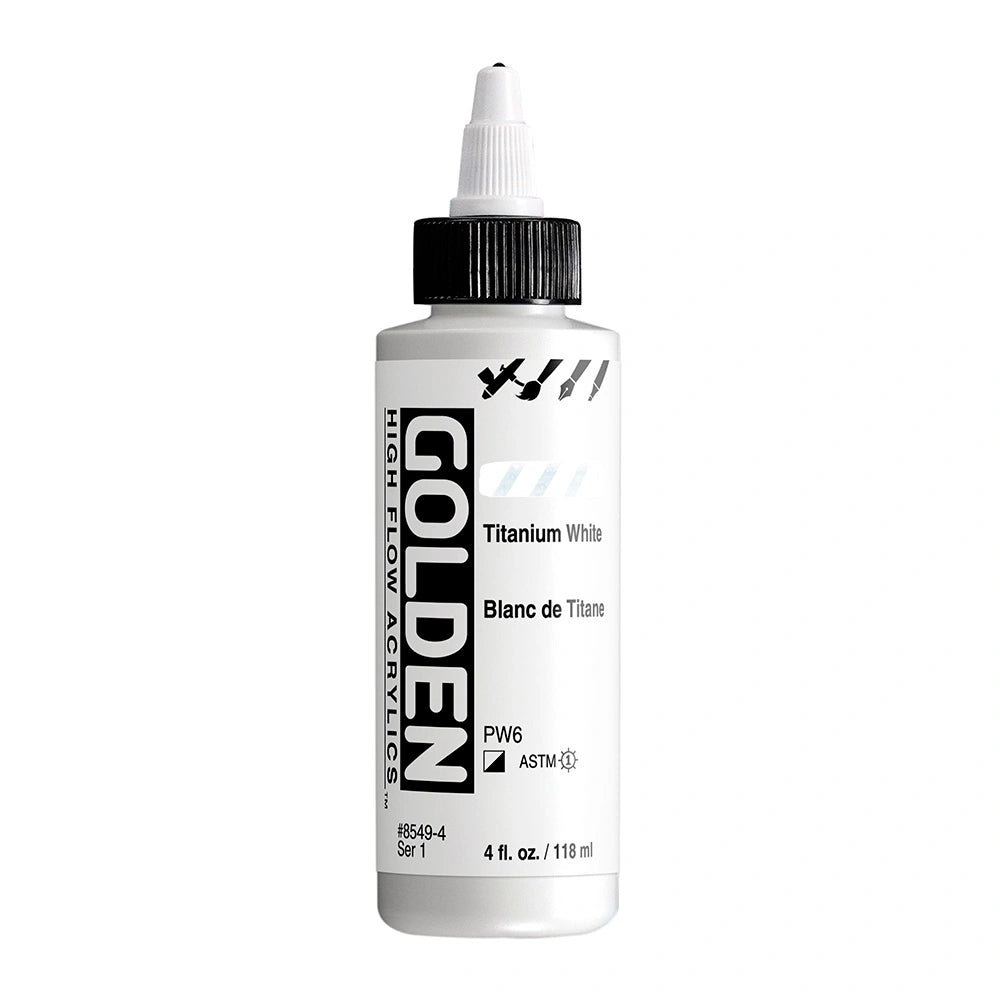 Golden High Flow Acrylic Titanium White, 4 oz (118 ml) bottle