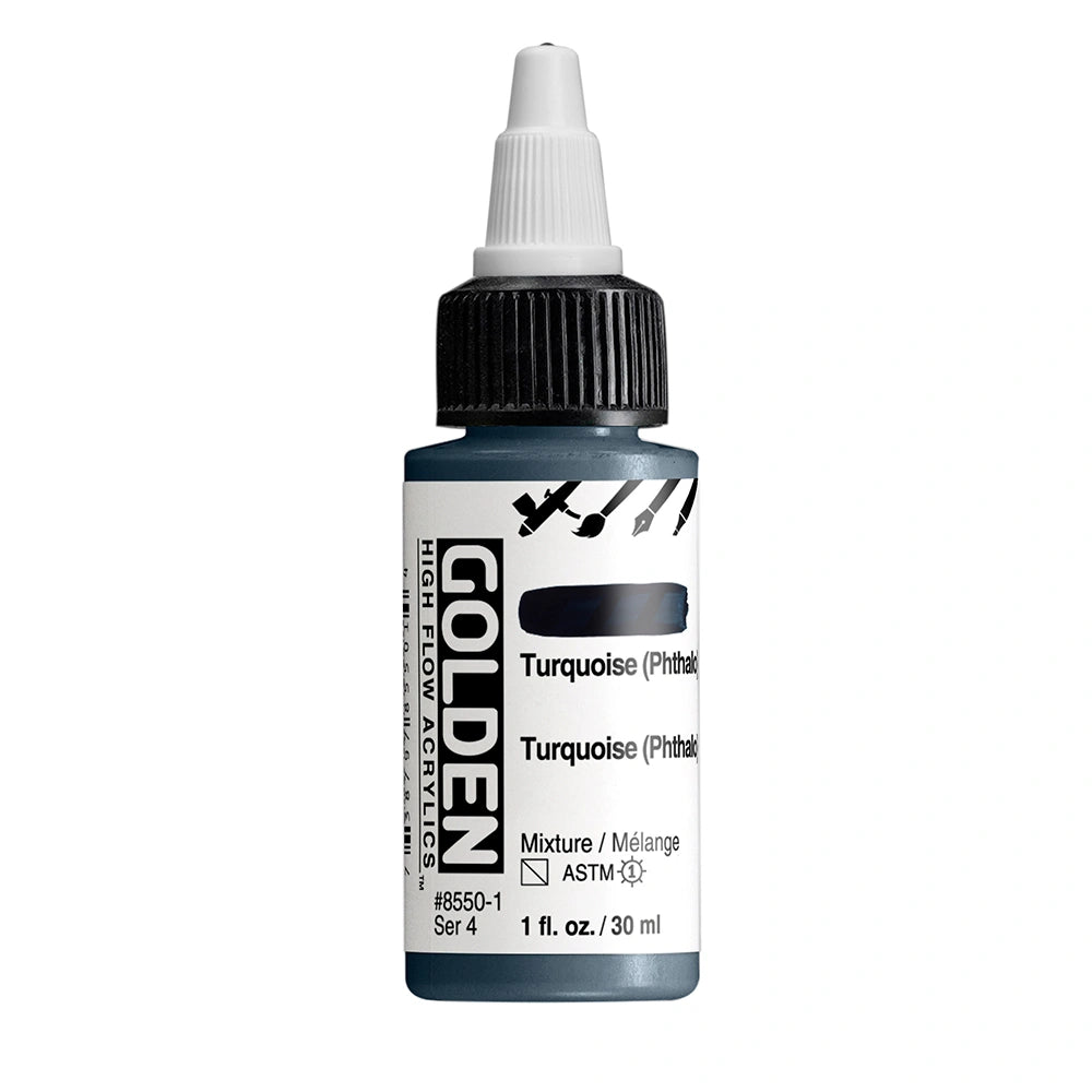 Golden High Flow Acrylic Turquoise (Phthalo), 1 oz (30 ml) bottle