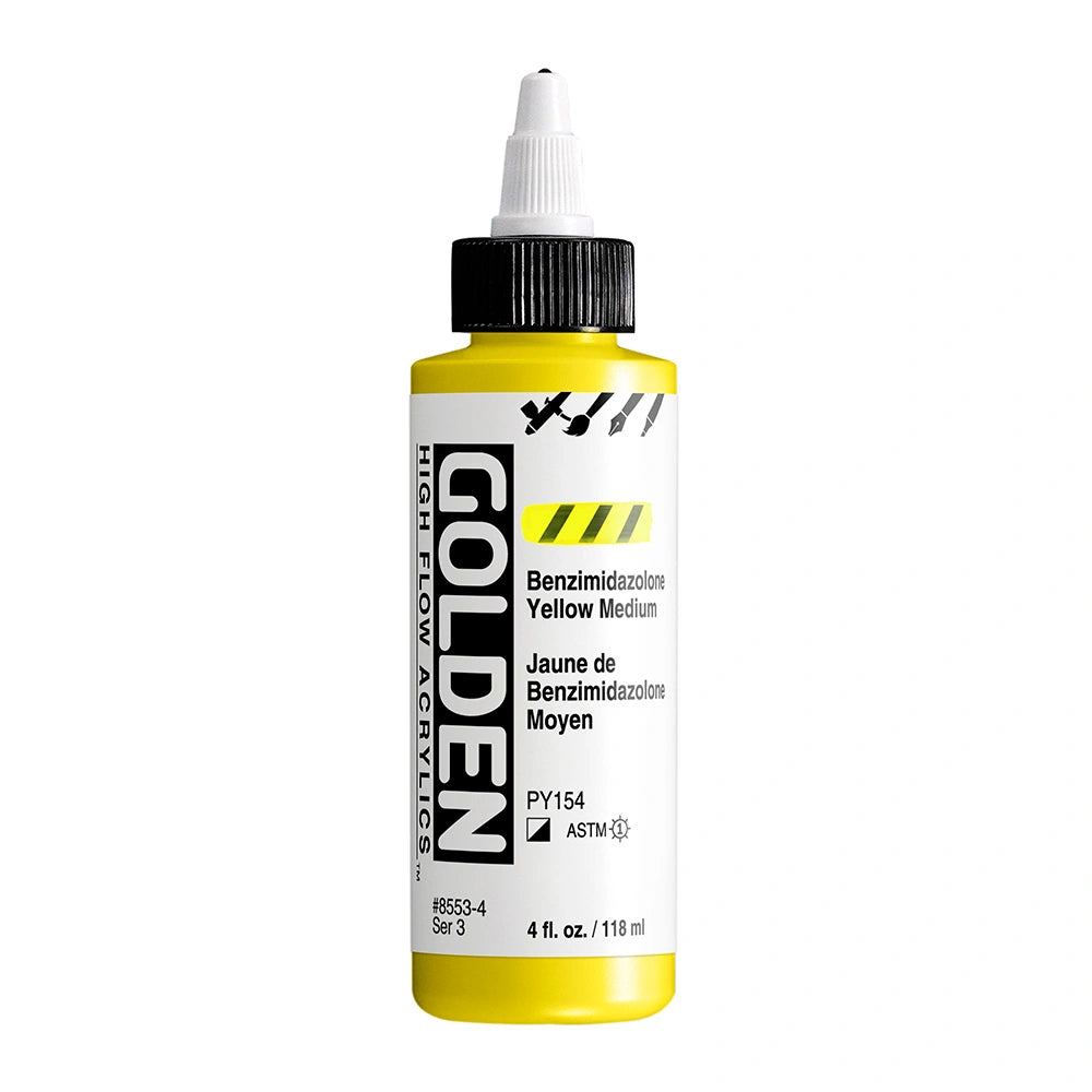 Golden High Flow Acrylic Benzimidazolone Yellow Medium, 4 oz (118 ml) bottle