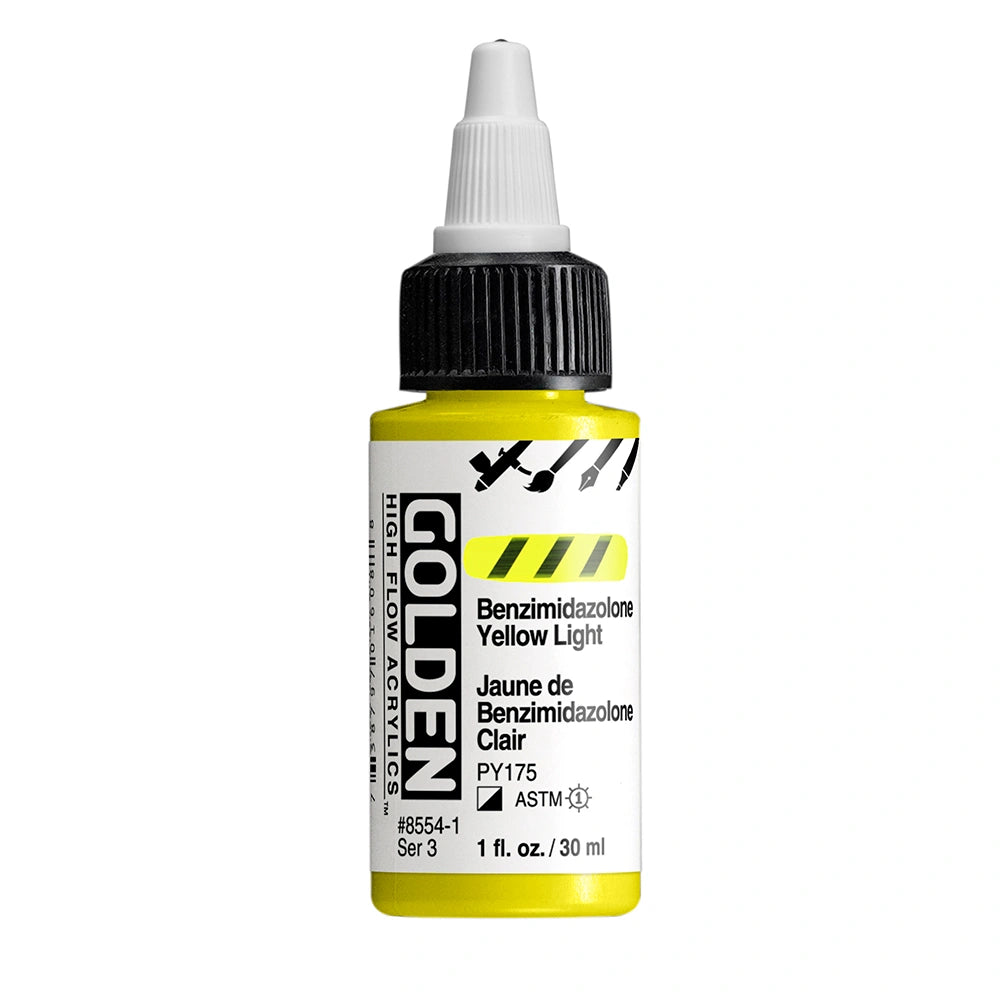 Golden High Flow Acrylic Benzimidazolone Yellow Light, 1 oz (30 ml) bottle