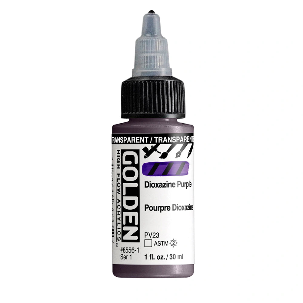 Golden High Flow Acrylic Transparent Dioxazine Purple, 1 oz (30 ml) bottle