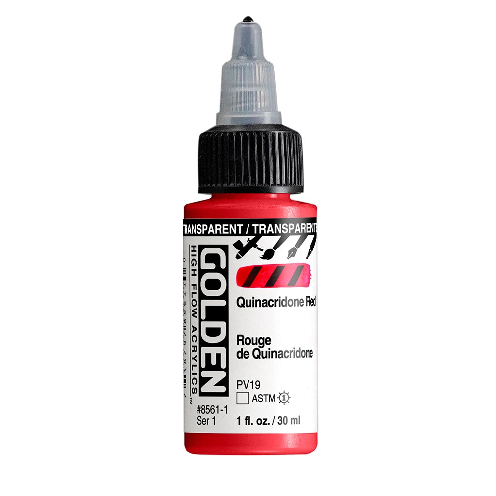 Golden High Flow Acrylic Transparent Quinacridone Red, 1 oz (30 ml) bottle