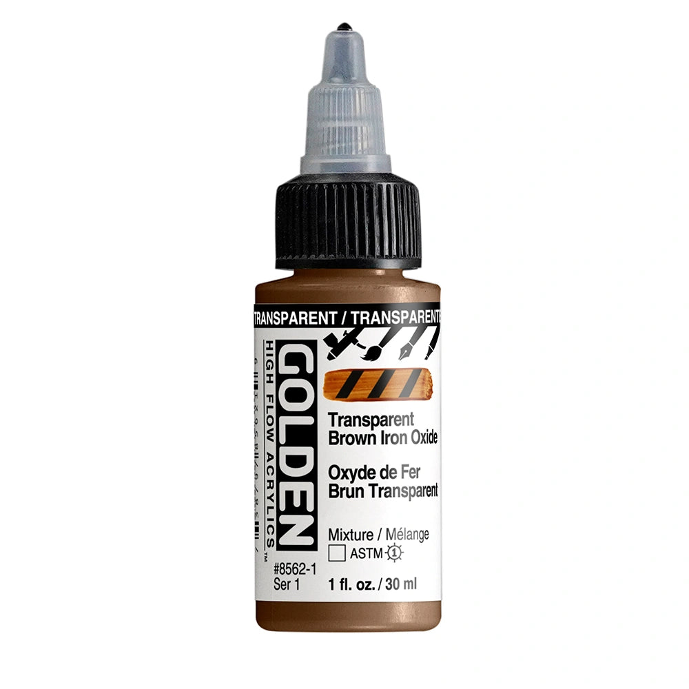 Golden High Flow Acrylic Transparent Brown Iron Oxide, 1 oz (30 ml) bottle