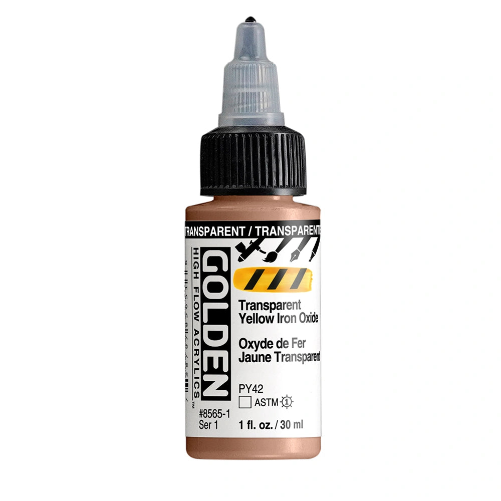 Golden High Flow Acrylic Transparent Yellow Iron Oxide, 1 oz (30 ml) bottle