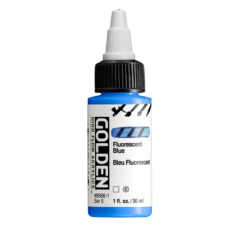 Golden High Flow Acrylic Fluorescent Blue, 1 oz (30 ml) bottle