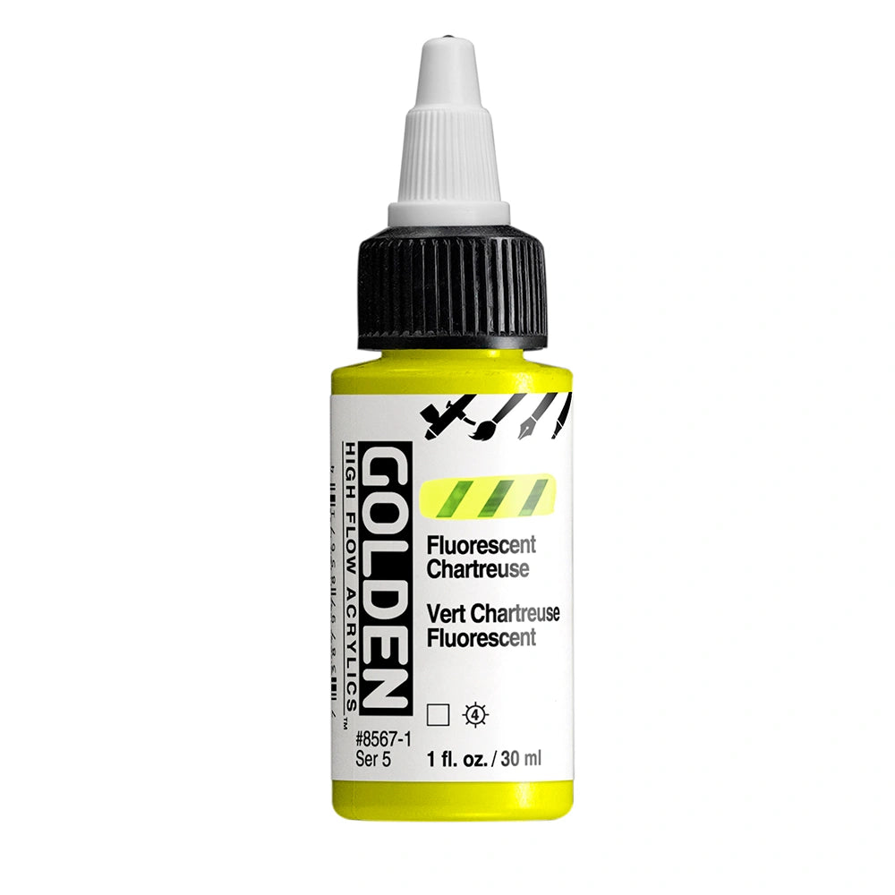 Golden High Flow Acrylic Fluorescent Chartreuse, 1 oz (30 ml) bottle