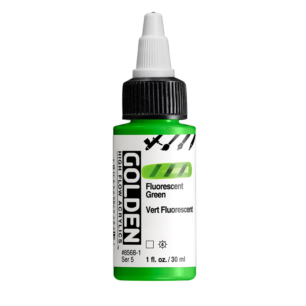Golden High Flow Acrylic Fluorescent Green, 1 oz (30 ml) bottle