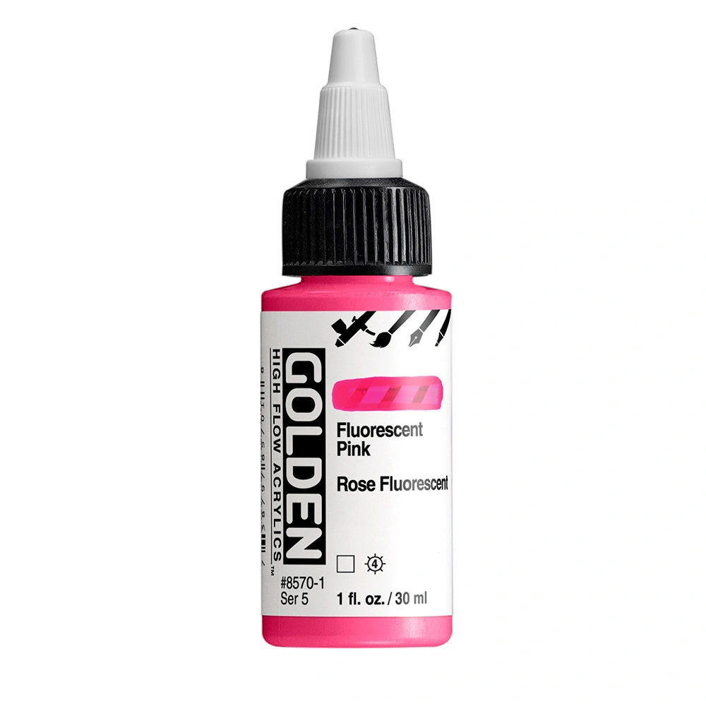 Golden High Flow Acrylic Fluorescent Pink, 1 oz (30 ml) bottle