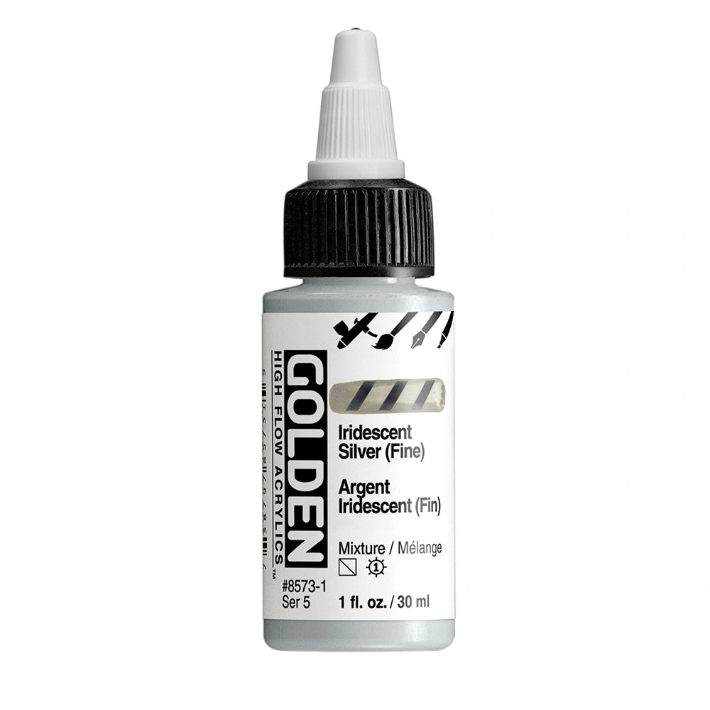 Golden High Flow Acrylic Iridescent Silver (Fine), 1 oz (30 ml) bottle