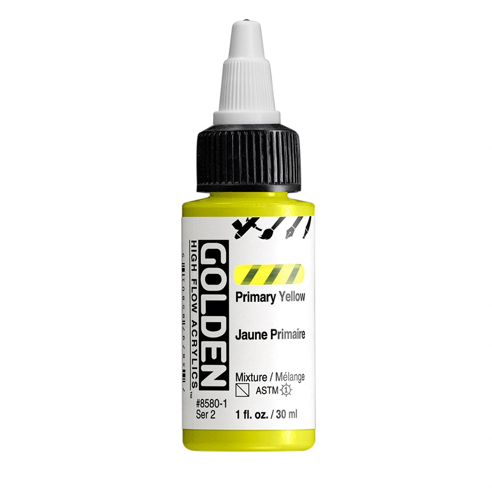 Golden High Flow Acrylic Primary Yellow, 1 oz (30 ml) bottle