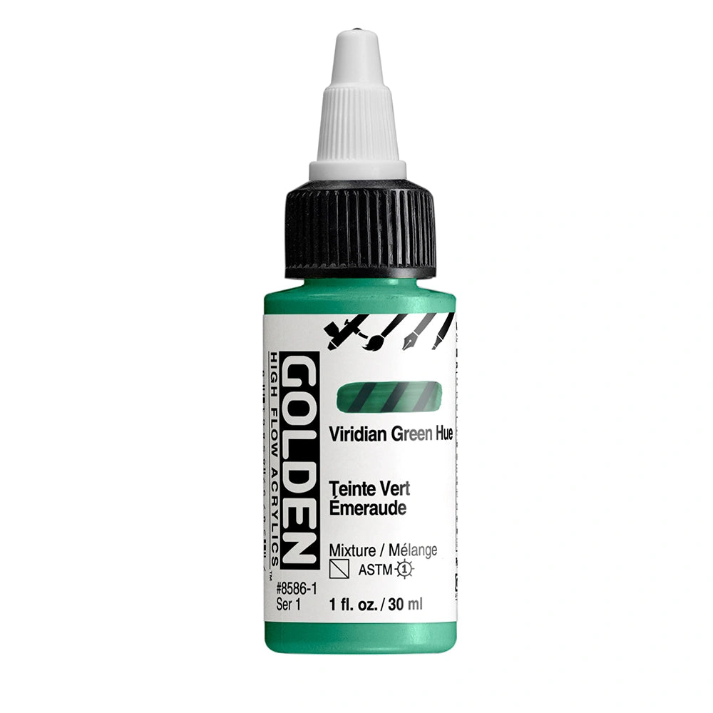 Golden High Flow Acrylic Viridian Green Hue, 1 oz (30 ml) bottle