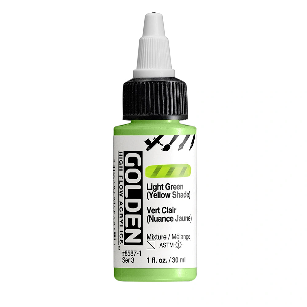 Golden High Flow Acrylic Light Green (Yellow Shade), 1 oz (30 ml) bottle