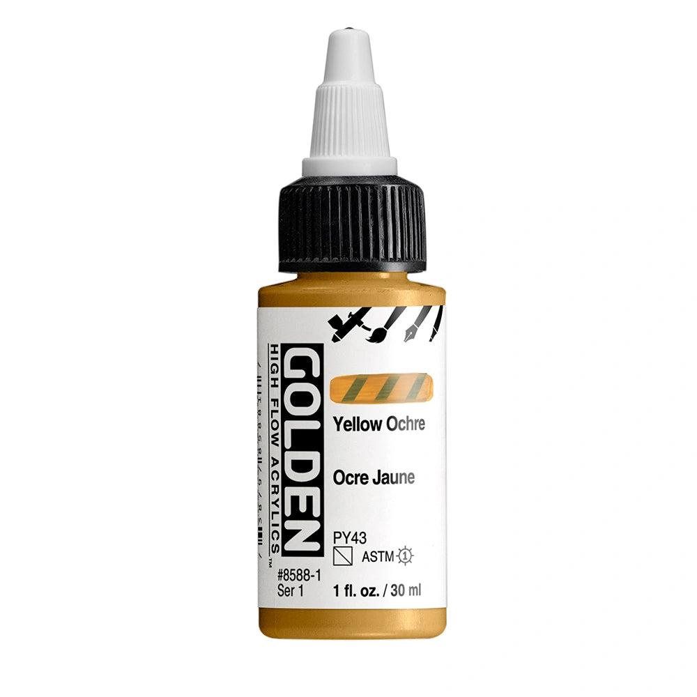 Golden High Flow Acrylic Yellow Ochre, 1 oz (30 ml) bottle
