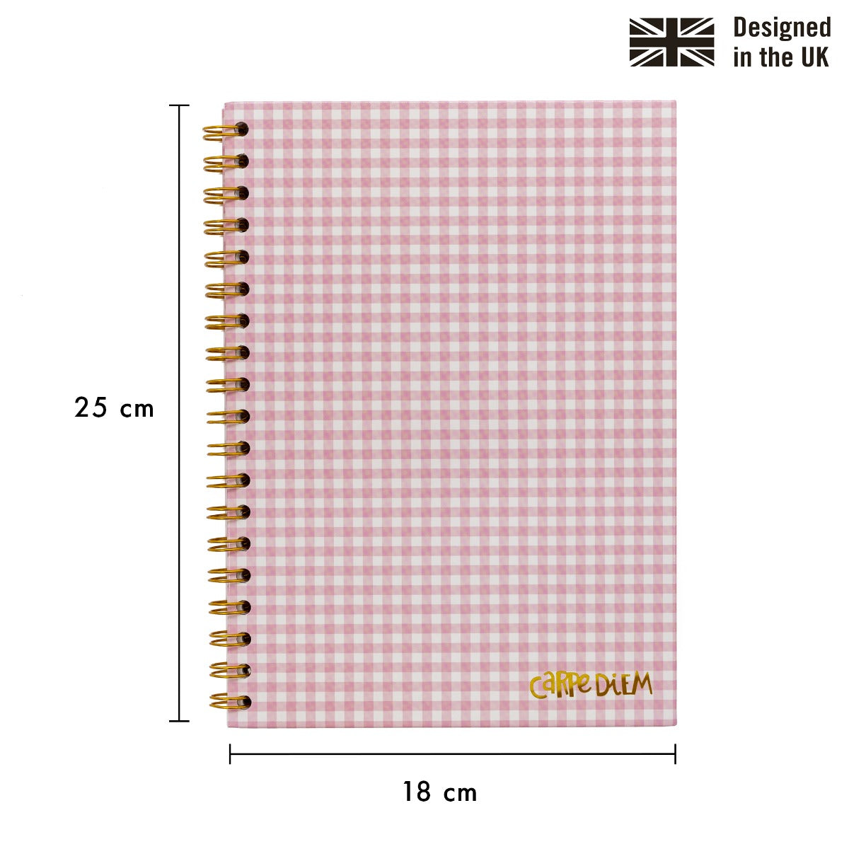 NOTEBOOK SPIRAL B5 PINK PLAID