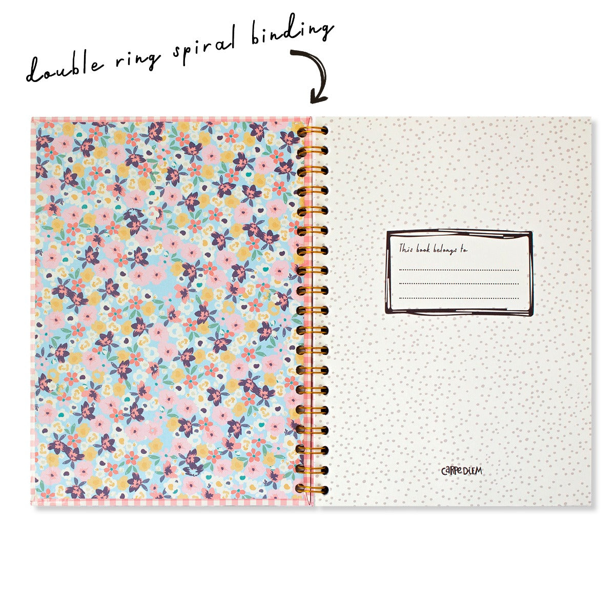 NOTEBOOK SPIRAL B5 PINK PLAID