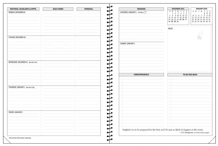 Planner Weekly Business Agenda Polestar 2026