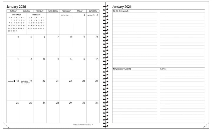 Planner Polestar Family Calendar 8 X 10 2026
