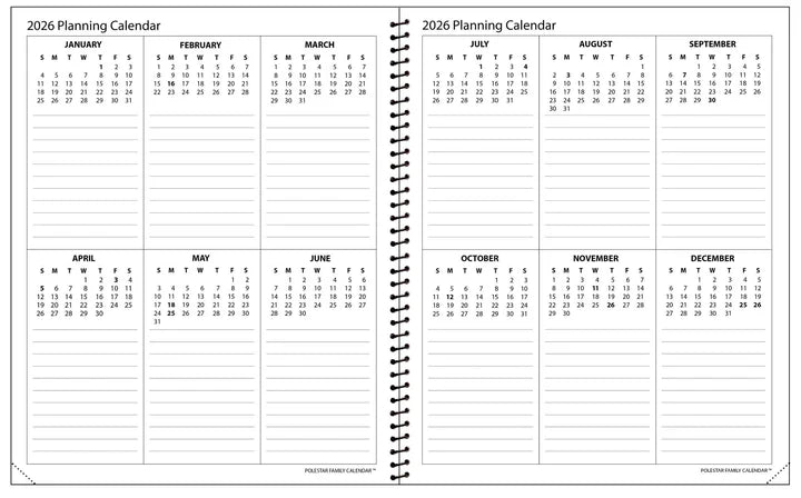 Planner Polestar Family Calendar 8 X 10 2026