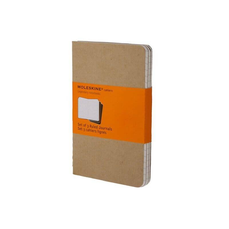 Moleskine Cahier Journal 3-Pack, Pocket, Ruled, Kraft