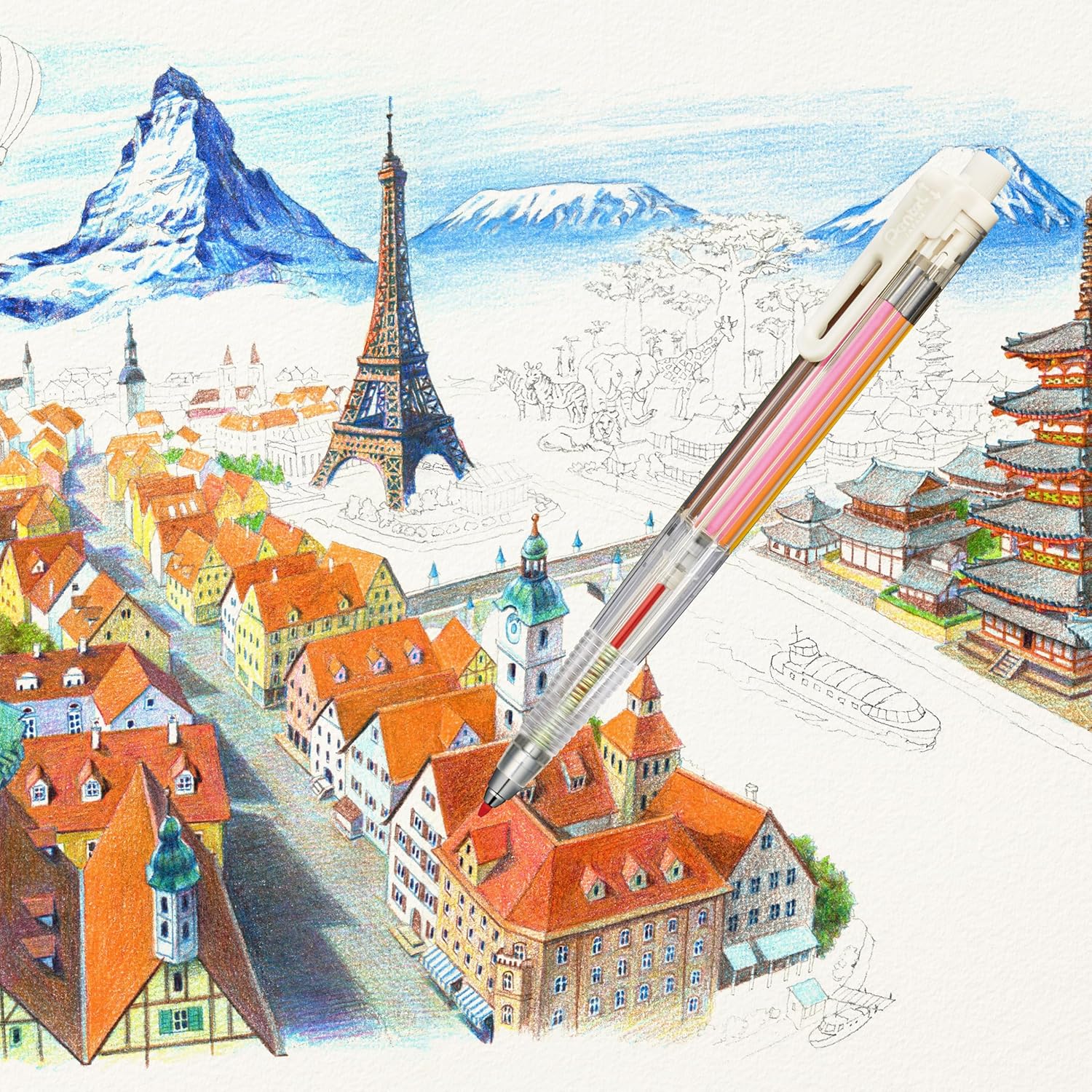 Pentel Art Multi 8 Colour Pencil (2.0mm) with Refills