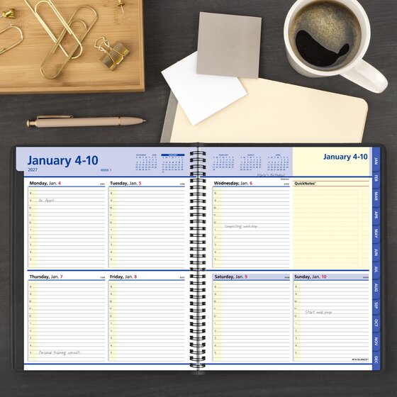 Agenda semainier/mensuel AT-A-GLANCE QuickNotes 2027, 25x20 cm, Noir