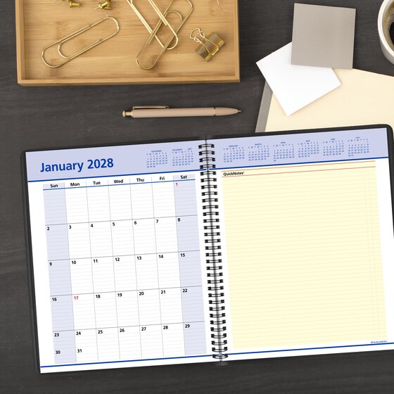 Agenda semainier/mensuel AT-A-GLANCE QuickNotes 2027, 25x20 cm, Noir