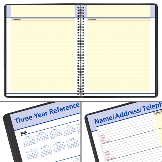 Agenda semainier/mensuel AT-A-GLANCE QuickNotes 2027, 25x20 cm, Noir