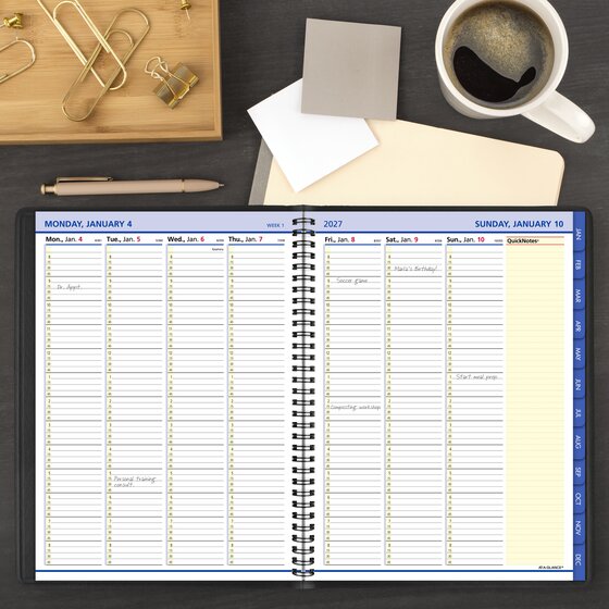 AT-A-GLANCE QuickNotes 13-Month Weekly/Monthly Planner 2027, Large, Black, 8-1/4"x11"