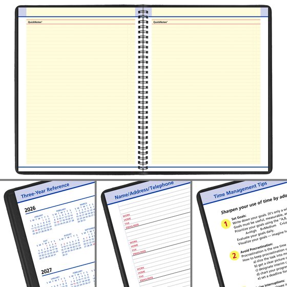 AT-A-GLANCE QuickNotes 13-Month Weekly/Monthly Planner 2027, Large, Black, 8-1/4"x11"