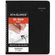 AT-A-GLANCE DayMinder Weekly Block Style Planner 2027, Black, 6-7/8"x8-3/4"