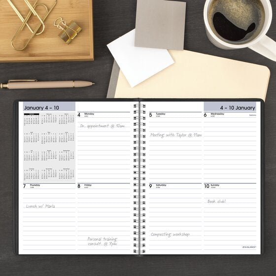 AT-A-GLANCE DayMinder Weekly Block Style Planner 2027, Black, 6-7/8"x8-3/4"