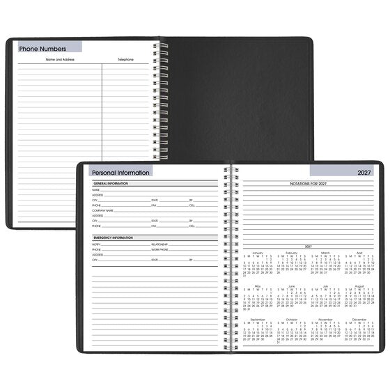 AT-A-GLANCE DayMinder Weekly Block Style Planner 2027, Black, 6-7/8"x8-3/4"