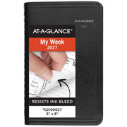 AT-A-GLANCE Weekly Desk Diary 2027, Bilingual, Black, 8x5