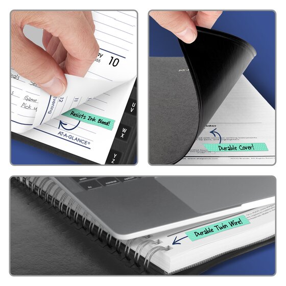 AT-A-GLANCE Weekly Desk Diary 2027, Bilingual, Black, 8x5