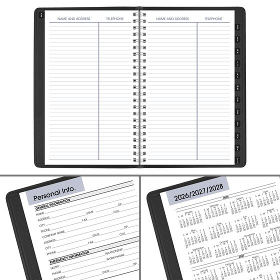 AT-A-GLANCE Weekly Desk Diary 2027, Bilingual, Black, 8x5