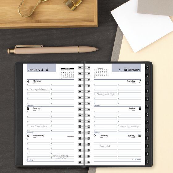 Agenda de bureau semainier AT-A-GLANCE® 15,2 cm x 9,5 cm Bilingue Noir