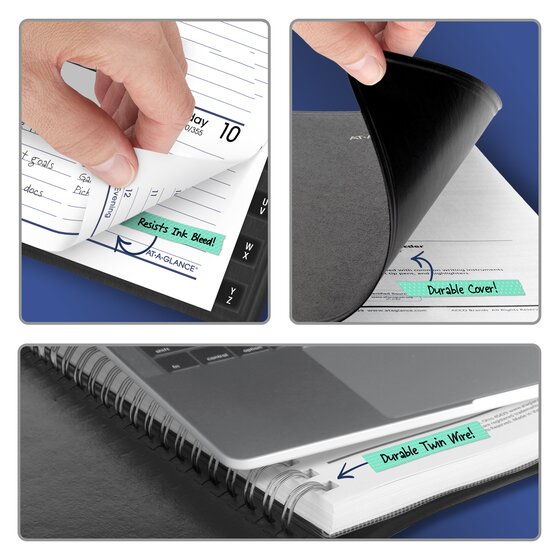 Agenda de bureau semainier AT-A-GLANCE® 15,2 cm x 9,5 cm Bilingue Noir