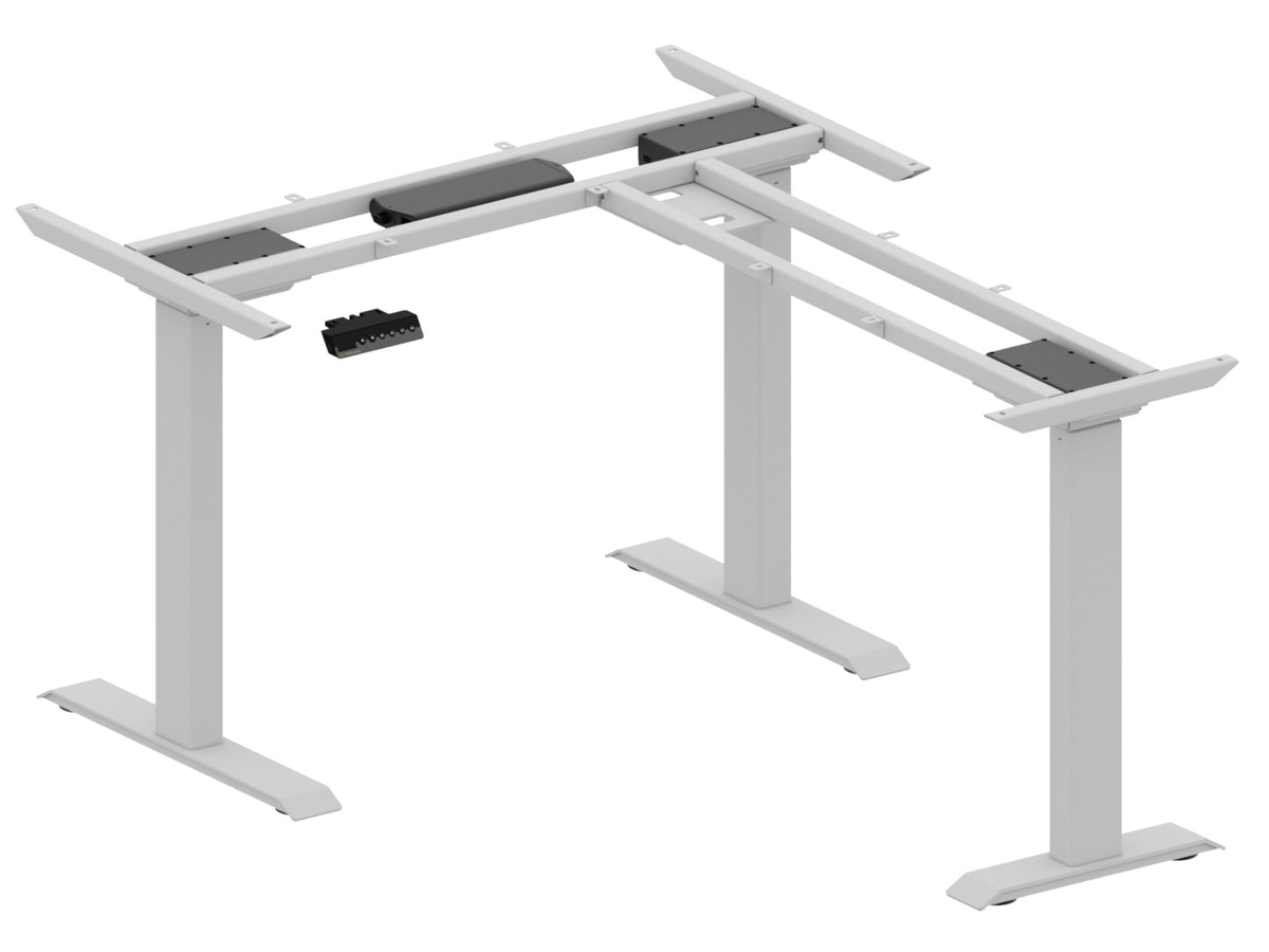 Heartwood Electric Height Adjustable Desk Bases – Athena 3-Leg L-Shape / Silver