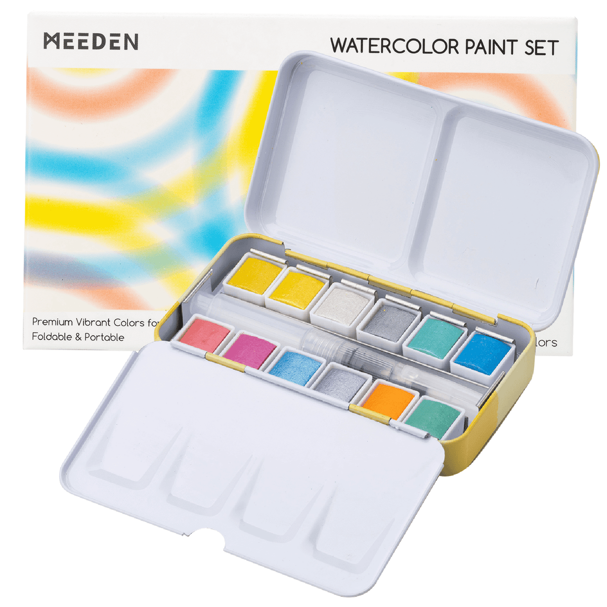 Meeden Metallic Watercolour Travel Tin, 12 Colours