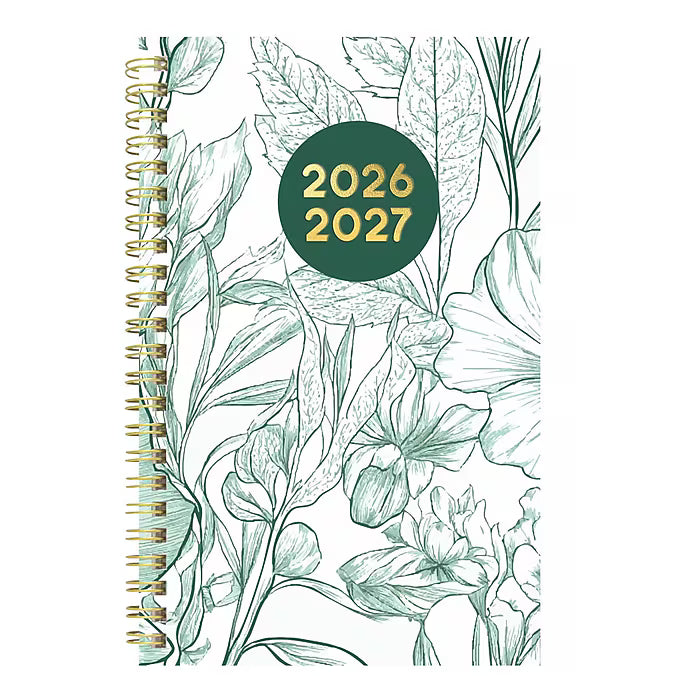 Blueline Floral Academic Weekly Planner 13-Month July–July 8"x5" Green